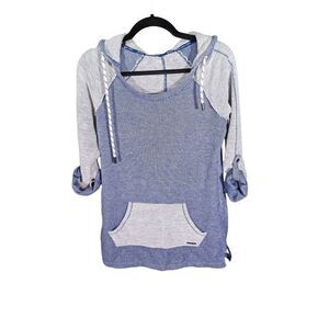 Marc New York Blue Long Sleeve Hooded Tunic Cover Up Possible Size Medium